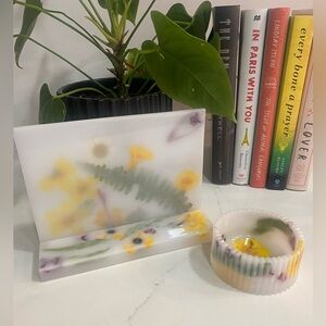 Epoxy resin photo frame, photo stand & tray, gift idea, handmade, flower